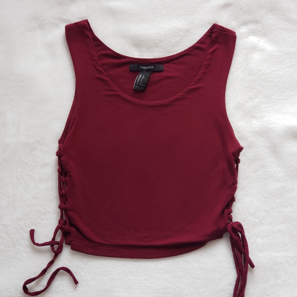 FOREVER 21 Burgundy Crop Top Size S